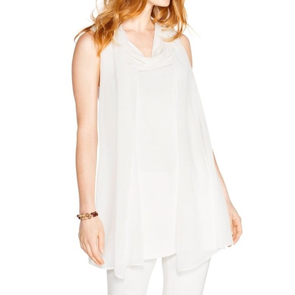 White House Black Market Tops - White House Black Market Sleeveless Scarf Drape Blouse White Size Small